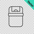 Black line Trash can icon isolated on transparent background. Garbage bin sign. Recycle basket icon. Office trash icon Royalty Free Stock Photo