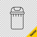 Black line Trash can icon isolated on transparent background. Garbage bin sign. Recycle basket icon. Office trash icon Royalty Free Stock Photo