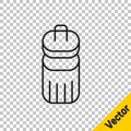 Black line Trash can icon isolated on transparent background. Garbage bin sign. Recycle basket icon. Office trash icon Royalty Free Stock Photo