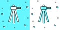 Black line Tripod icon isolated on green and white background. Random dynamic shapes. Vector