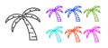 Black line Tropical palm tree icon isolated on white background. Coconut palm tree. Set icons colorful. Vector Royalty Free Stock Photo