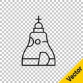 Black line The Tsar bell in Moscow monument icon isolated on transparent background. Vector