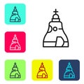 Black line The Tsar bell in Moscow monument icon isolated on white background. Set icons in color square buttons. Vector
