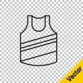 Black line Undershirt icon isolated on transparent background. Vector