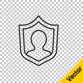 Black line User protection icon isolated on transparent background. Secure user login, password protected, personal data Royalty Free Stock Photo