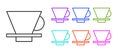 Black line V60 coffee maker icon isolated on white background. Set icons colorful. Vector Illustration Royalty Free Stock Photo