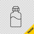 Black line Vape liquid bottle for electronic cigarettes icon isolated on transparent background. Vector Royalty Free Stock Photo