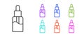 Black line Vape liquid bottle for electronic cigarettes icon isolated on white background. Set icons colorful. Vector Royalty Free Stock Photo