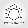 Black line vector icon hidden potential and opportunity as iceberg Royalty Free Stock Photo