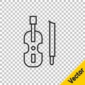 Black line Violin icon isolated on transparent background. Musical instrument. Vector