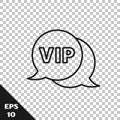 Black line Vip in speech bubble icon isolated on transparent background. Vector Royalty Free Stock Photo