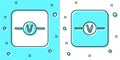 Black line Voltmeter electronic component icon isolated on green and white background. Electricity physics scheme for