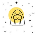 Black line Walrus animal icon isolated on white background. Random dynamic shapes. Vector Royalty Free Stock Photo