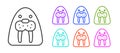 Black line Walrus animal icon isolated on white background. Set icons colorful. Vector