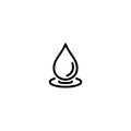 Black line water drop, drip or droplet. Watering pictogram. Rain, raindrop icon Isolated on white. wash icon