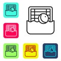 Black line Water polo icon isolated on white background. Set icons in color square buttons. Vector Royalty Free Stock Photo