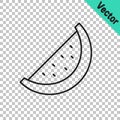 Black line Watermelon icon isolated on transparent background. Vector Royalty Free Stock Photo