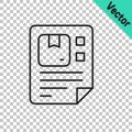 Black line Waybill icon isolated on transparent background. Vector