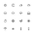 Black line weather icon set