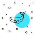 Black line Whale icon isolated on white background. Random dynamic shapes. Vector Royalty Free Stock Photo