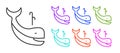 Black line Whale icon isolated on white background. Set icons colorful. Vector