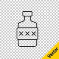 Black line Whiskey bottle icon isolated on transparent background. Vector