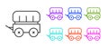 Black line Wild west covered wagon icon isolated on white background. Set icons colorful. Vector Royalty Free Stock Photo