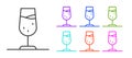 Black line Wine glass icon isolated on white background. Wineglass sign. Set icons colorful. Vector Royalty Free Stock Photo