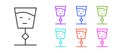 Black line Wine glass icon isolated on white background. Wineglass sign. Set icons colorful. Vector Illustration Royalty Free Stock Photo