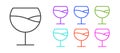 Black line Wine glass icon isolated on white background. Wineglass sign. Set icons colorful. Vector Illustration Royalty Free Stock Photo