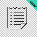 Black line Wish list template icon isolated on transparent background. Vector