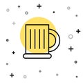 Black line Wooden beer mug icon isolated on white background. Random dynamic shapes. Vector Illustration Royalty Free Stock Photo