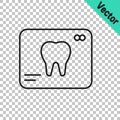 Black line X-ray of tooth icon isolated on transparent background. Dental x-ray. Radiology image. Vector Royalty Free Stock Photo