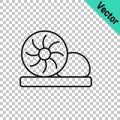 Black line Xiao long bao or steamed dumplings icon isolated on transparent background. Chinese food. Vector