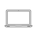 Black linear laptop icon. Outline laptop icon