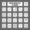 Black Linear Style Onam Festival Icon Or Symbols