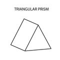 black linear triangular prism for game, icon, package design, logo, mobile, ui, web, education. Triangular prism on a