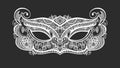 Black lineart venetian carnival mask silhouette