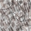 Black lines on chaotic watercolor brush strokes in neutral autumn dark gray color palette, abstract background idea Royalty Free Stock Photo