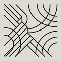 Black lines and curves intersecting on light gray background abstract geometric pattern intersecting lines Royalty Free Stock Photo