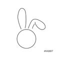 Black lines rabbit shape on a white background