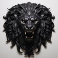 Black Lion Head Sculpture: Neoclassicism Wall Art