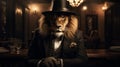 Surreal Mafia Lion In Top Hat And Suit: 8k Tabletop Photography