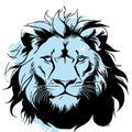 Black lion on a white background. Animal line art. Logo design, for use in graphics. Print for T-shirts, pattern for tattoos.