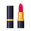 Black lipstick closed and open. Decorative cosmetics for make up. Vector illustration