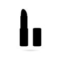 Black lipstick icon or logo on white background