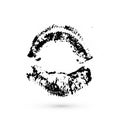 Black lipstick kiss on white background. Grunge imprint of the lips. Kiss mark vector illustration. Open mouth print. Easy to edit Royalty Free Stock Photo