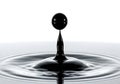 Black liquid drop forming a sphere on rippling water surface Royalty Free Stock Photo