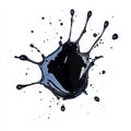 Black Liquid Splash Dynamic Design Element Isolated ink oil dark drop paint isolated on white background Royalty Free Stock Photo