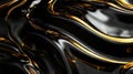 Black liquid texture background, waves of oil with gold paint, abstract luxury pattern. Concept of marble surface, water, Royalty Free Stock Photo